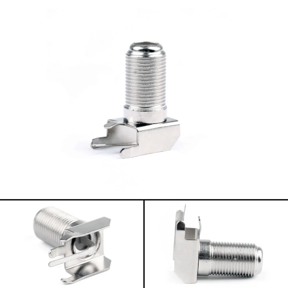 F Type Jack Female Bulkhead Right Angle Thru Hole PCB Mount RF Connector 1/10 PCS