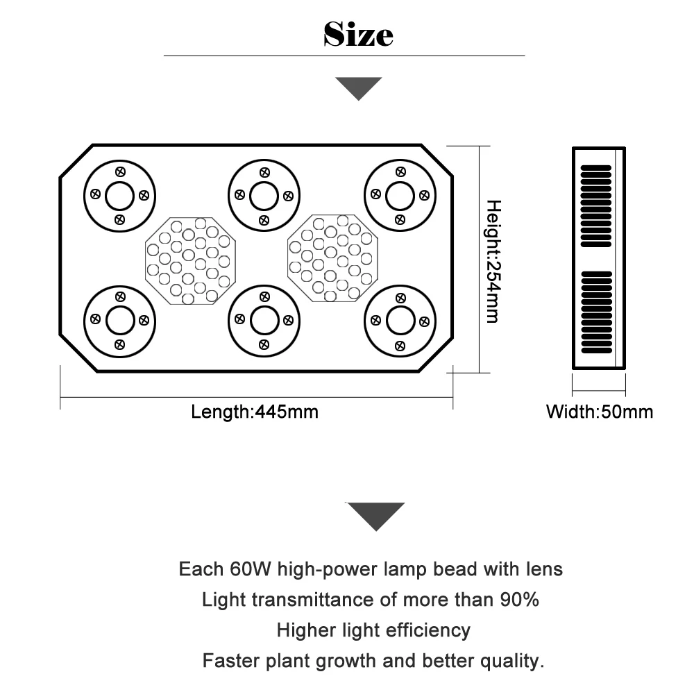 X6-plus УДАРА светодиодный светать полный спектр 300 W 3500 K + UV = ГЭС растет лампы для светильник для выращивания растений в помещении Овощной