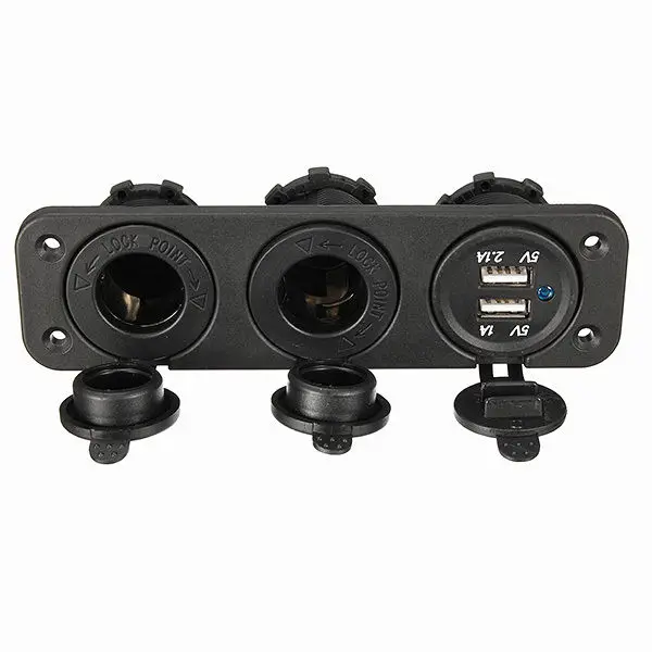 

12V Dual Car Cigarette Lighter Socket Splitter 2 USB Port Power Charger Adapter