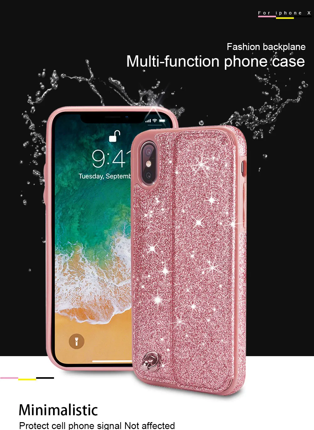 Portefeuille For iPhone 7 Case With Card Holder Glitter Leather Card Slot Flip Wallet Cover For iPhone X 8 Plus 6 6S Accessories (1)
