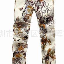 Размеры: 28-40! Большие размеры Мужские брендовые модные новые окрашенные экспорт печать Узкие повседневные джинсы мужские стрейч ноги брюки костюмы