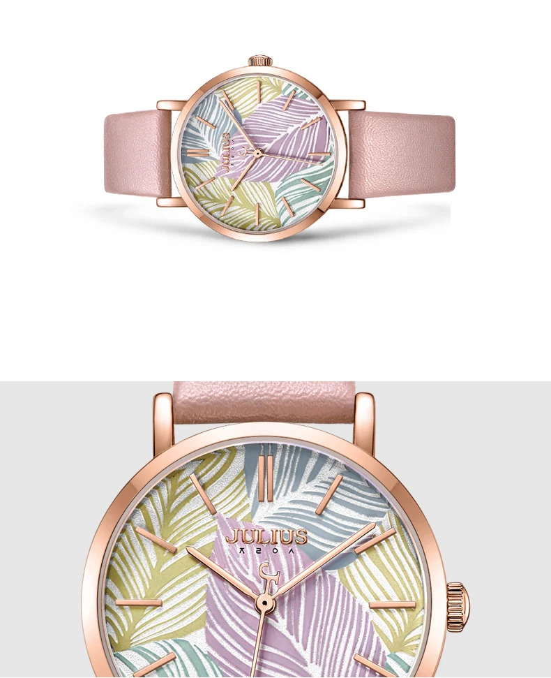 Юлий Марка дерево Листья для женщин часы MIYOTA кварц часов модная женская обувь кожаный браслет часы Relogio Feminino