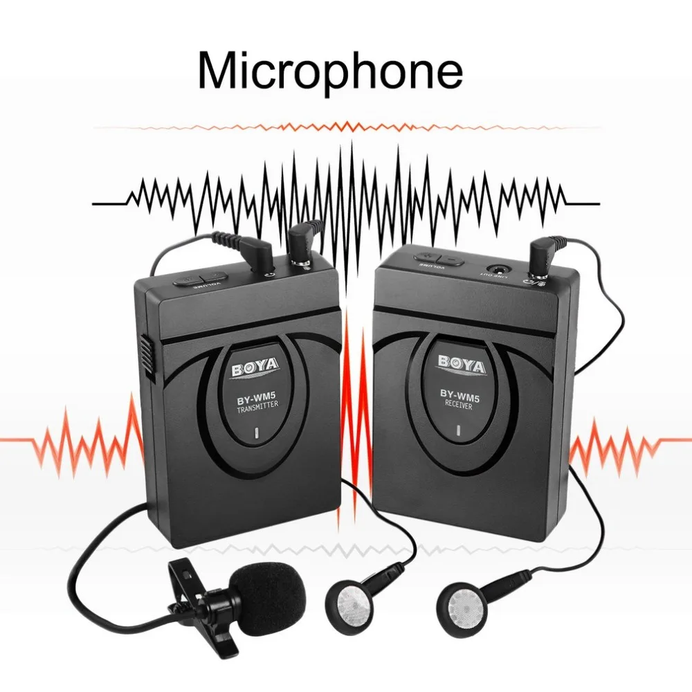 

BOYA BY-WM5 50M Wireless Lavalier Lapel Record Microphone System For DSLR Camera Camcorders Audio Recorder For Canon Nikon Sony
