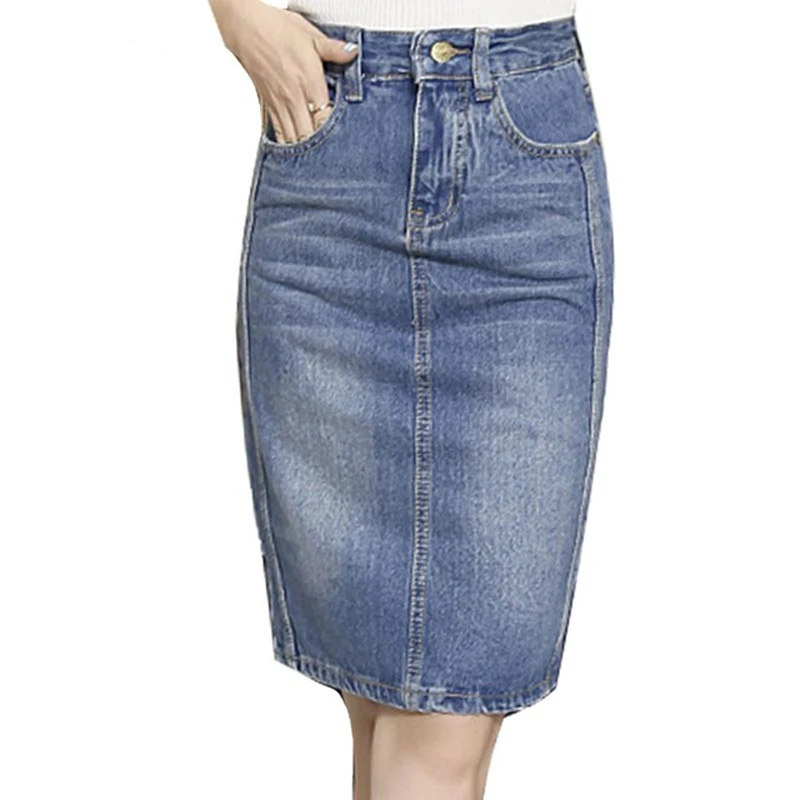 Denim Skirt 2018 Elegant Women Slim Denim Skirt Simple Sexy back Split ...