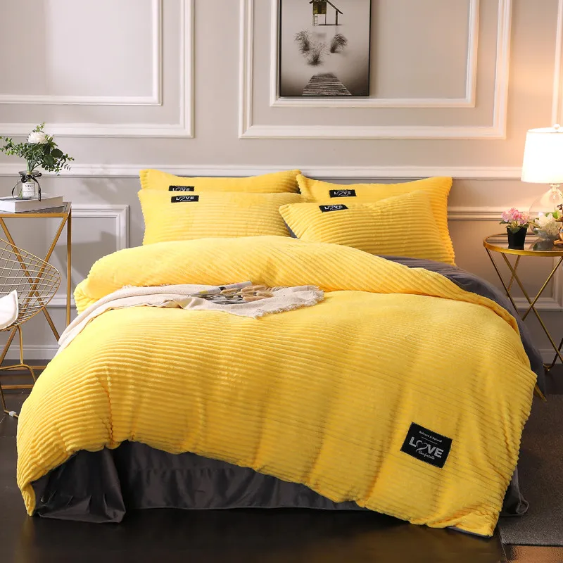 

Warm Crystal Velvet Magic Velvet AB Modern Style Bed Set Duvet Cover Bed Sheet Pillowcases Yellow Lake Blue Pink Ruby