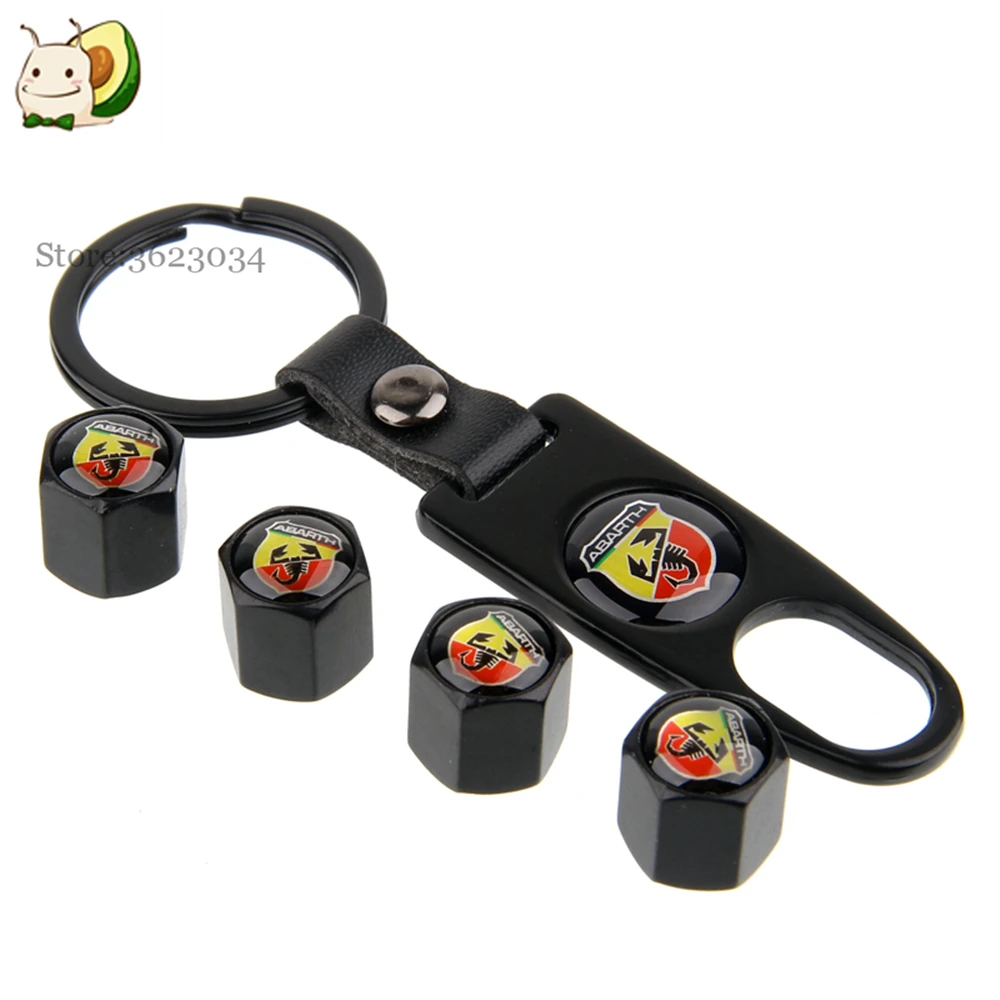 Tire Valve Caps Black Wheel Stem Cover for Abarth Logo 595 695 Fiat 500 Cabrio Italia Car Styling | Автомобили и мотоциклы