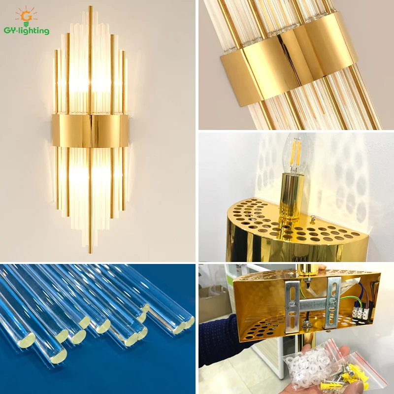 

postmodern minimalist personality living room wall lamp bedroom bedside lamp light luxury crystal wall lamp