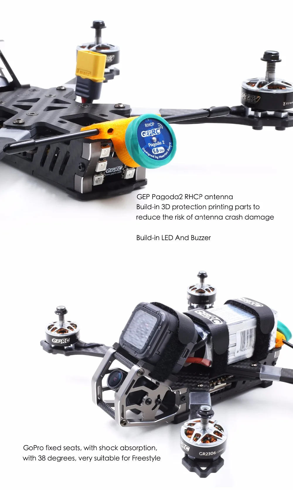 GEPRC KHX5 элегантный 230 мм GR2306 2450KV 5,8G 48CH SPAN F4 башня AIO RC Фристайл FPV гоночный Дрон PNP/Frsky R-XSR BNF PNP