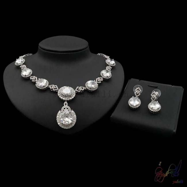 

Free Shipping Yulaili Factory Customized New Design Bohemia Wedding Ladies White Zircon Jewelry Sets