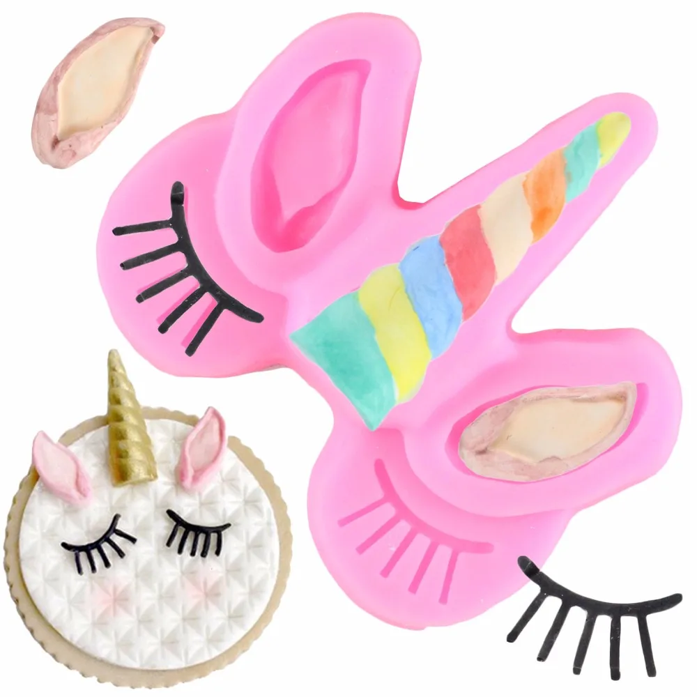 

Unicorn Ear Eye Horn Silicone Mold Cupcake Decoration Fondant Mold DIY Party Cake Decorating Tool Candy Chocolate Mould