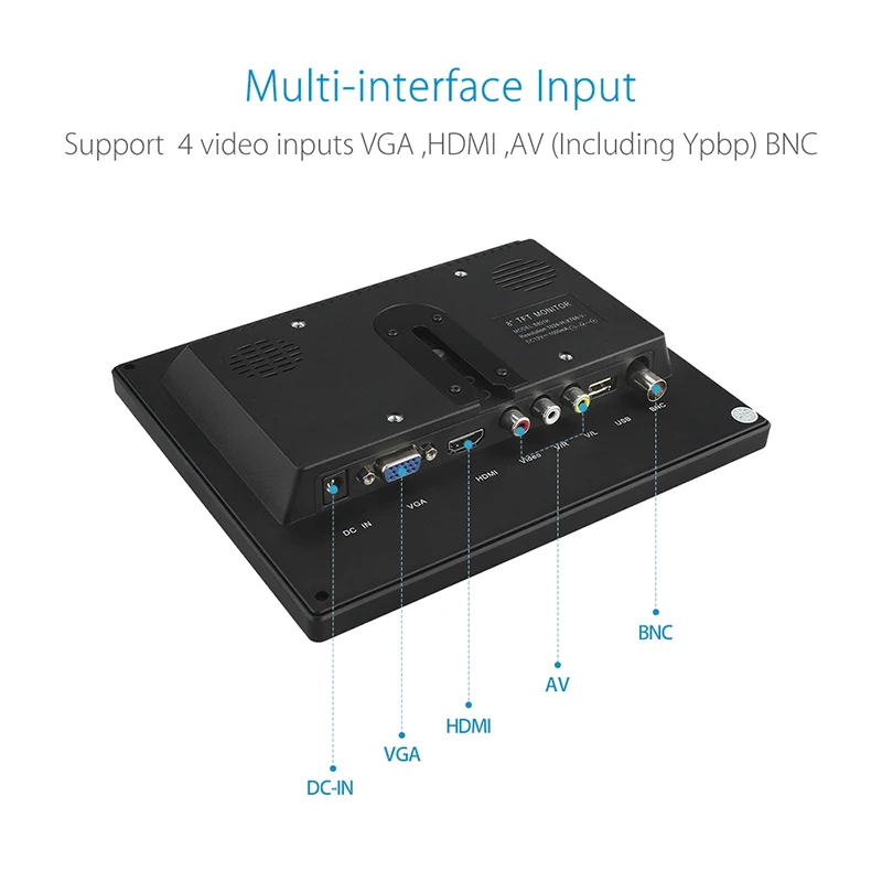 EYOYO EM08B 8 дюймов TFT lcd цветной монитор с VGA HDMI видео входным интерфейсом ips экран видео для ПК CCTV DVR камера безопасности