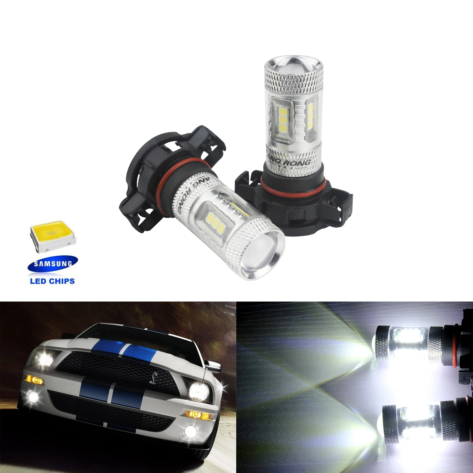 

ANGRONG 2x H16 PS19W SAMSUNG LED SideLight Daytime Light DRL 5202 Bulb White For Audi A3 8P