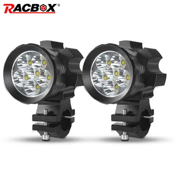 

RACBOX Universal Motorcycle Headlight LED Motorbike 8000LM/Set Moto Spotlights Waterproof Fog Spotlights 6000K Bulb Super bright