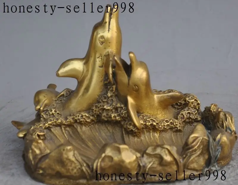 

Crafts statue china fengshui brass wealth animal Goldfish fish lucky statue Pen wash Ashtray