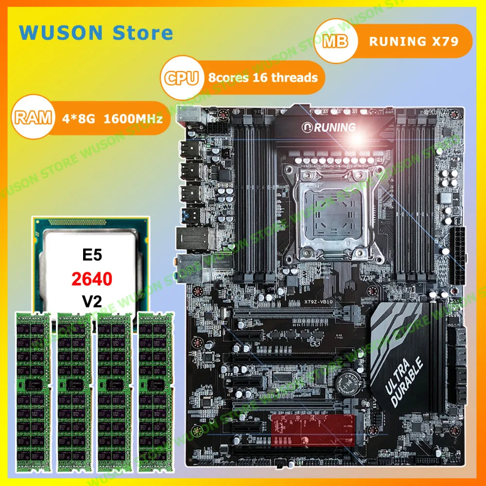 Best Price Computer hardware Runing Super ATX X79 gaming PC motherboard with CPU Intel Xeon E5 2640 V2 2.0GHz RAM 4*8G 1600MHz DDR3 RECC