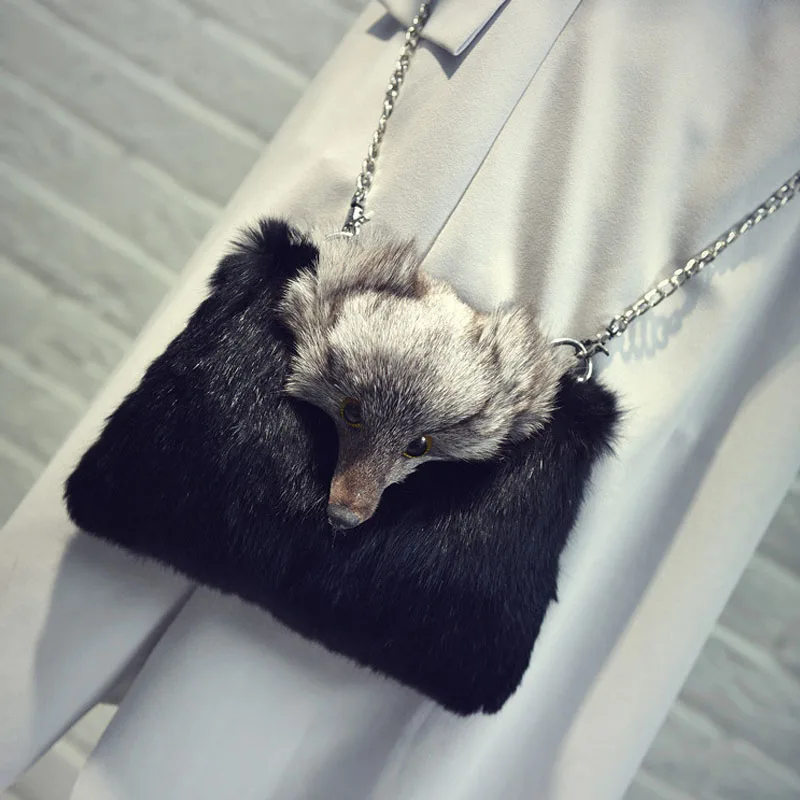 Rabbit Fur Women Handbags Winter Shoulder Bag Real Fur Handbag lady