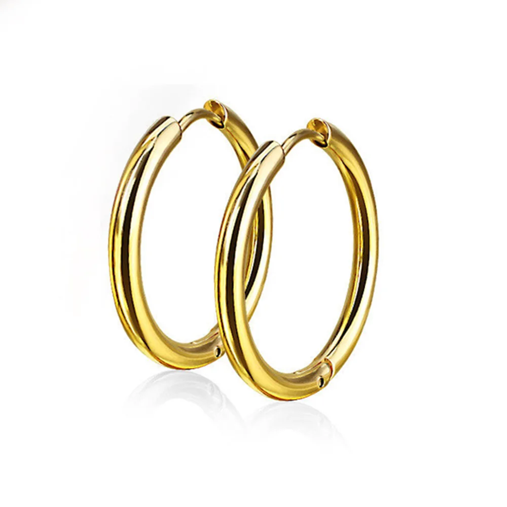 Новинка FINE4U E037 Модные женские серьги в форме сердца 316L серьги-кольца из нержавеющей стали 6 цветов на выбор - Окраска металла: Gold