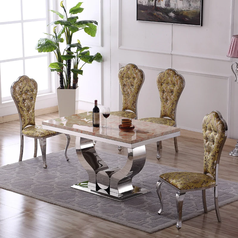 Louis fashion Dining chairs Fashionable cloth in high-end hotels Simple dining room stainless combination