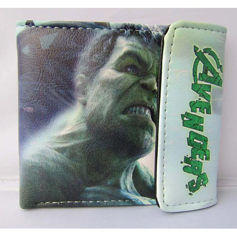 

American Movie The Avengers Folding PU Short Wallet/The Green Scar The Incredible Hulk Button Purse