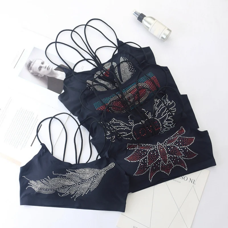 

Women Wire Free Seamless Underwear Bra Top Summer Cross Straps Sling Tube Tops