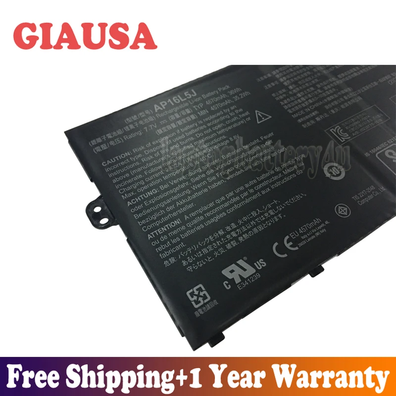 GIAUSA Новый 7 V 36Wh 4670mAh AP16L5J Аккумулятор для Acer Aspire Swift 5 SF514 52T Spin 1 SP111 32N 2ICP4/91/91