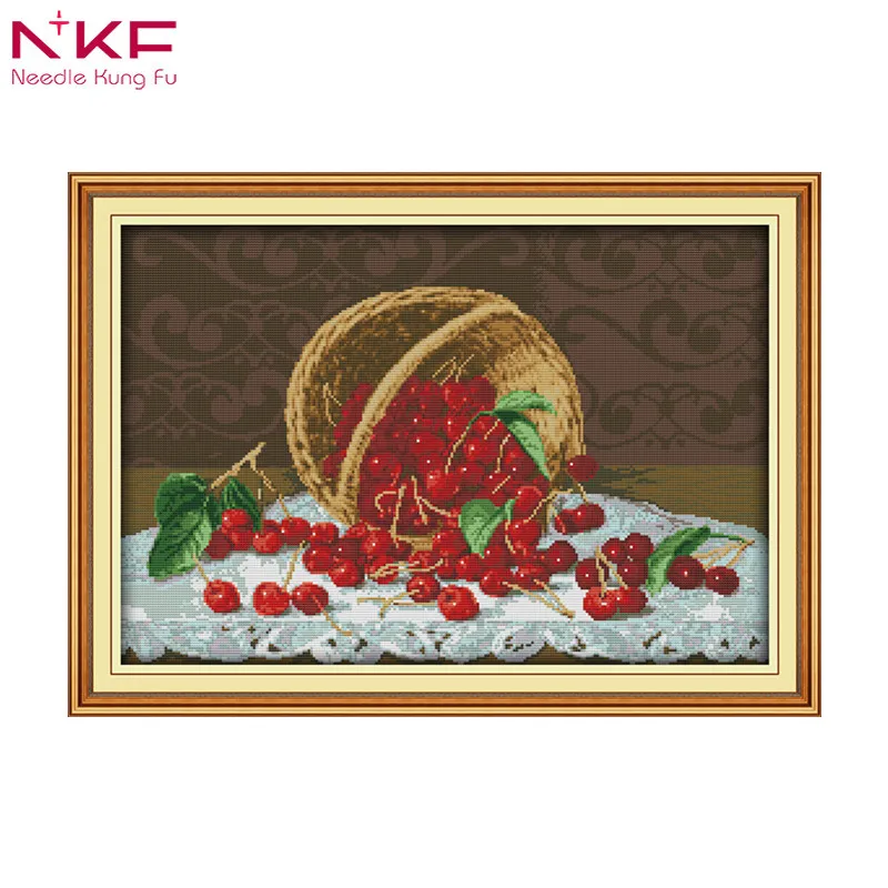 

Fresh cherry fruit print pattern cross stitch kit counting patterns dmc embroidery all for knitting needlework sets home decor