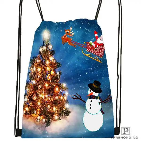 Drawstring Backpack Обычай Счастливого Рождества@ 09 походная сумка на шнурке милый рюкзак для детей(черная спина) 31x40 см#180531-03-25 - Цвет: Drawstring Backpack