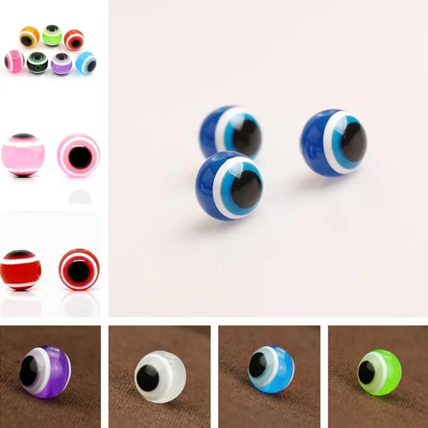 

NEW Colorful Stripe space beads Ball lucky charms Resin Mixed color Jewelry accessories Mixed Evil Eye Pattern 6mm 8mm 10mm 12mm