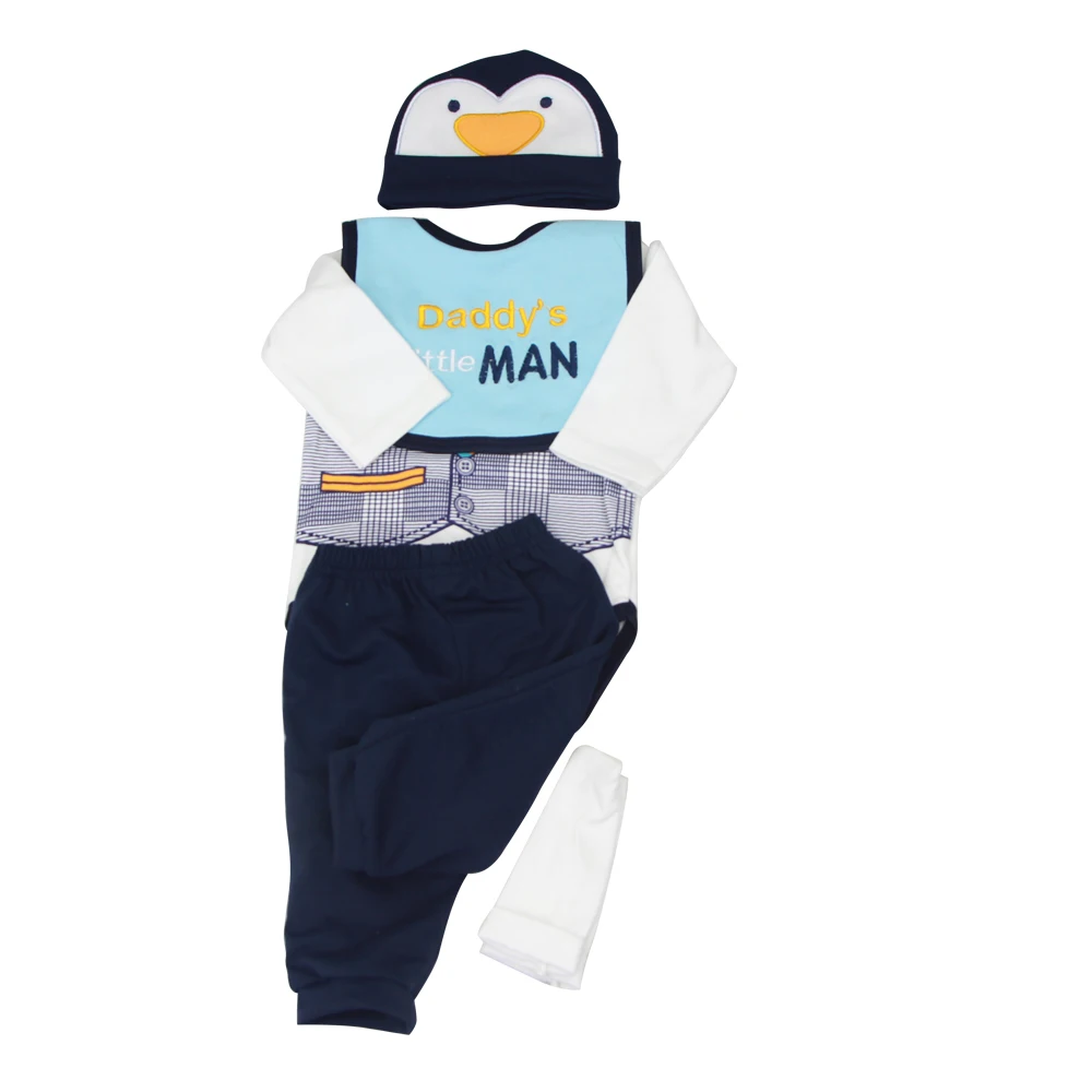 

KEIUMI 2019 New Design Clothes For 23 Inch Reborn Doll Accessories Light Blue With Cartoon Penguin For Kid Reborn Doll Toy