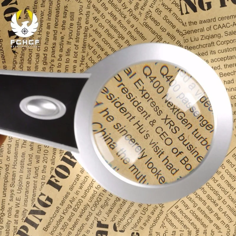 

FGHGF 6X Loupe Jewelry Reading Pocket Protable Fresnel Glass Lens Hand Magnifier 2 LED Lights Lupa Loep Magnifying Glasses