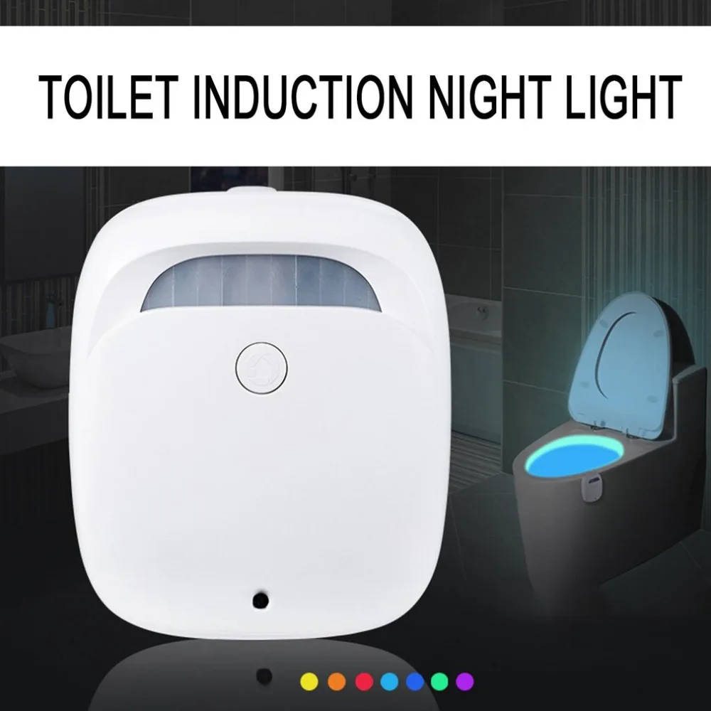 

Smart WC Light Motion Activated Sensor Toilet Night Light Colorful LED Emergency Light Human Induction Lamp For Home Bathroom
