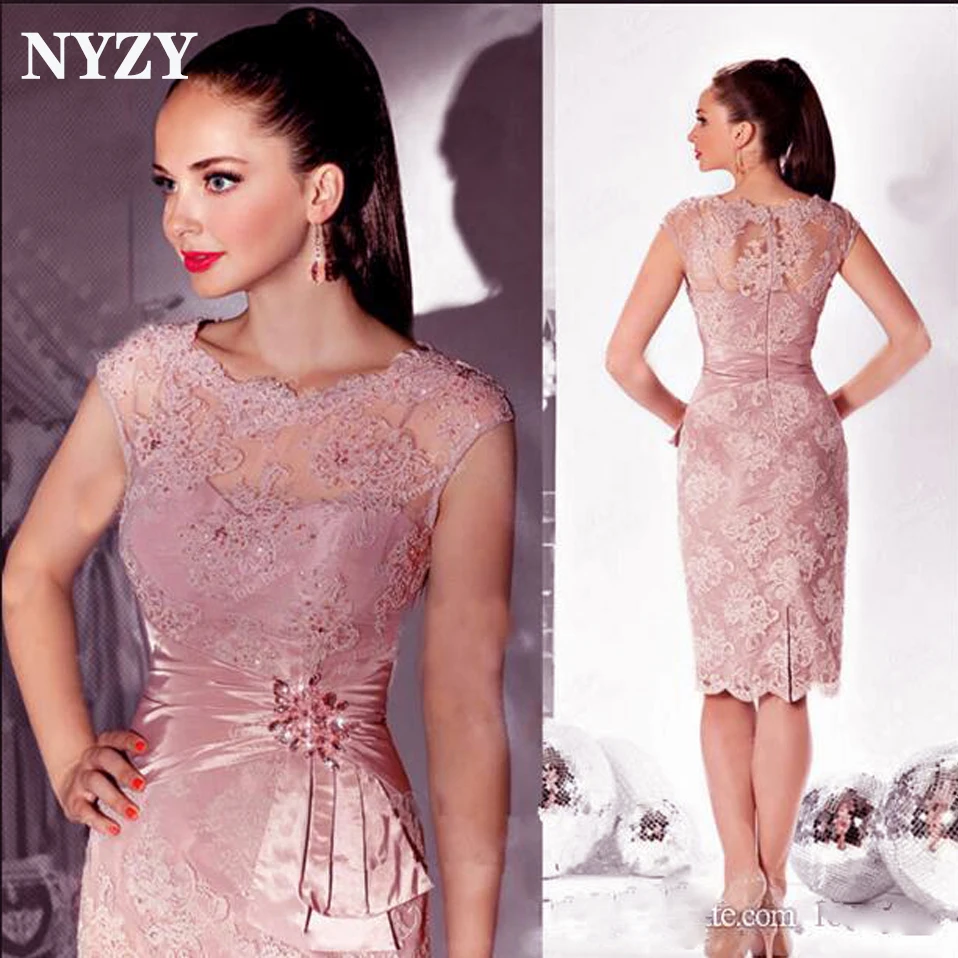 

Pink Lace Cocktail Dresses 2019 NYZY C161 Knee Length Wedding Party Dress Homecoming Graduation