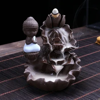 

Home Decor Small Buddha Censer Smoke Waterfall Backflow Incense Burner Ceramic Incense Holder 4 Style With 10pcs Incense Cones