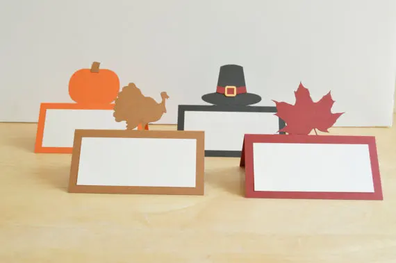 Thanksgiving Turkey - Pumpkin - Leaf - Fall tent place cards Wedding bridal baby shower seating  table number name  Escort Card