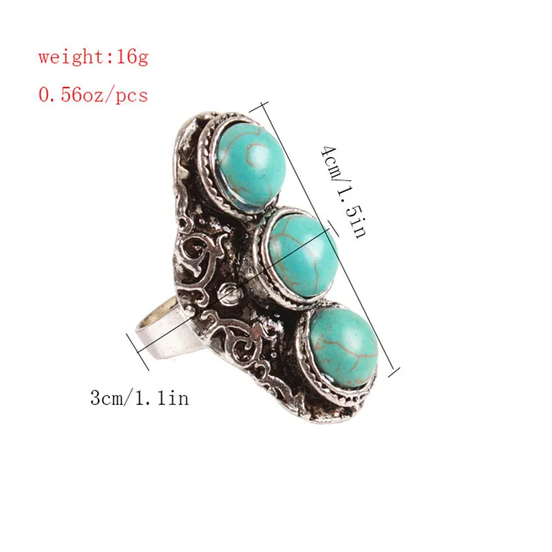 2018 New Personalized Jewelry Vintage Antique Silver Turquoises Ring for Men Tibet Women Finger Ring