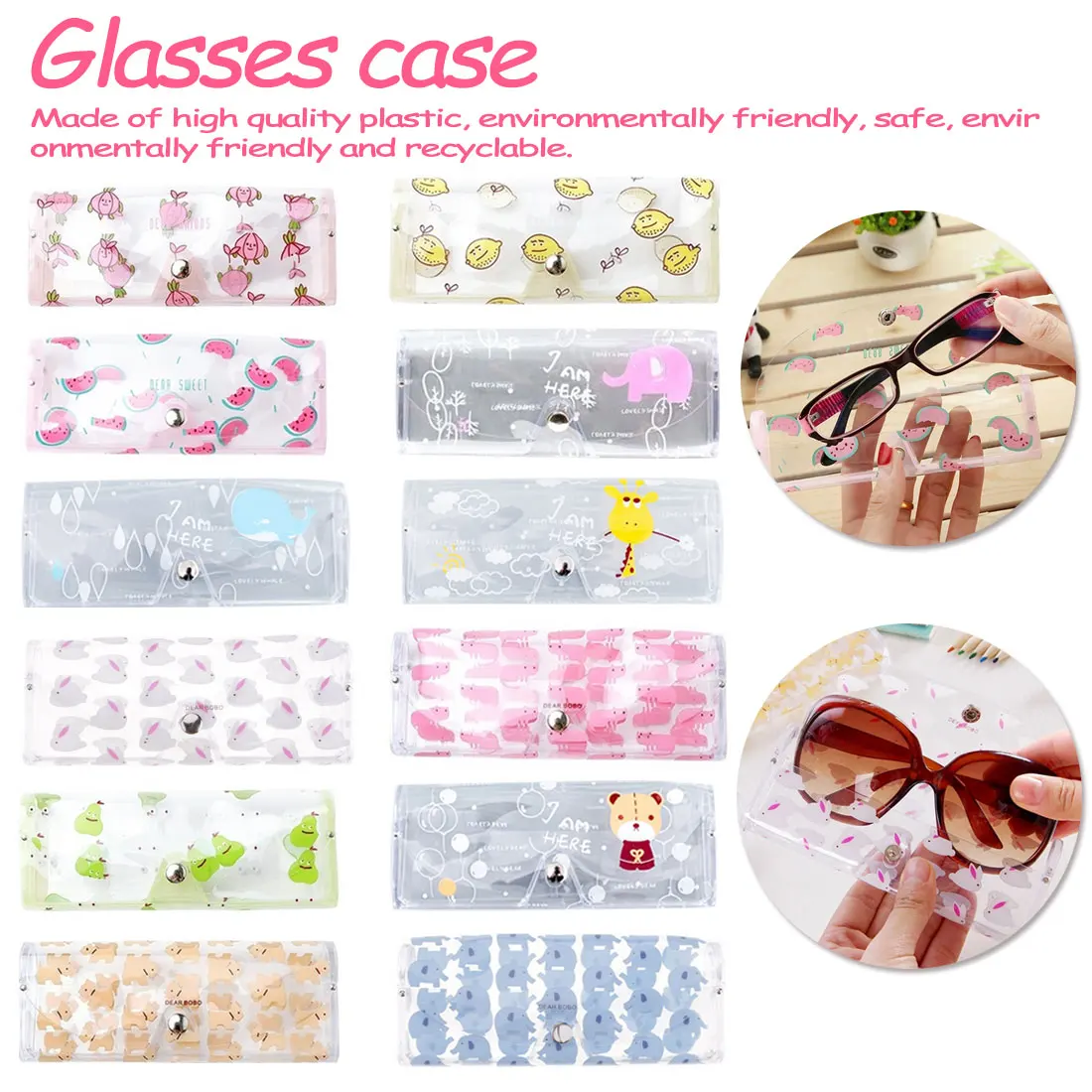 

Korean Style Cute Transparent Glasses Case Cartoon Animal Rabbit Dogs Women Girls Glasses Box Fresh Design Lovely Eye wear