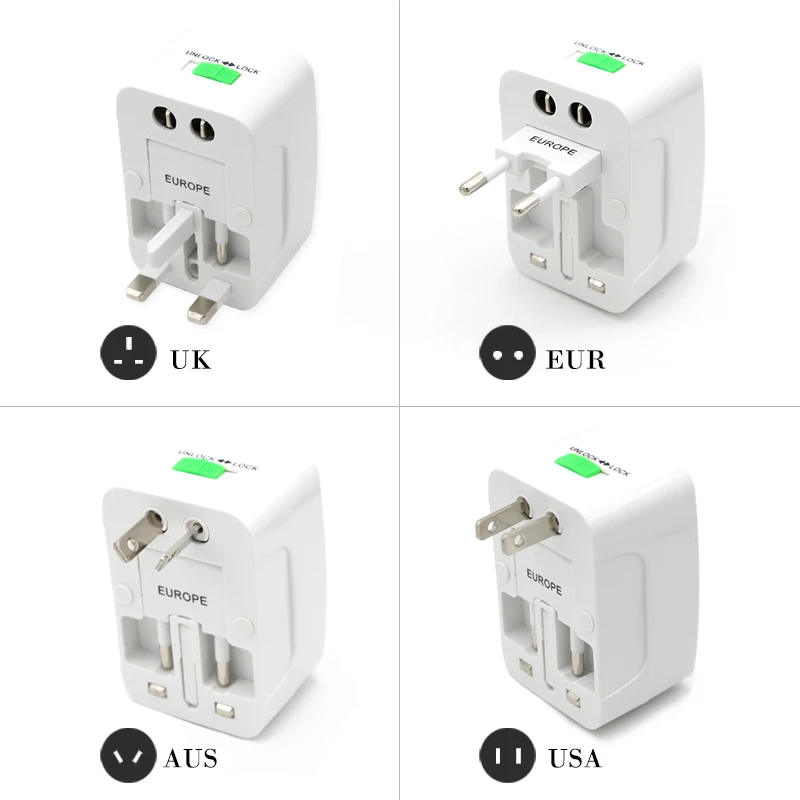 Universal Worldwide Adapter Electric Socket AU UK US EU Plug Adaptor Travel Wall Charger AC Power Option 2 USB Charging Port Universal Worldwide Adapter Electric Socket AU UK US EU Plug Adaptor Travel Wall Charger AC Power Option 2 USB Charging Port