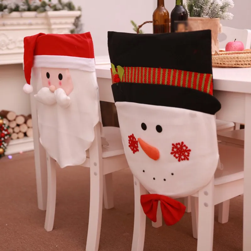 

Christmas Chair Covers Santa Clause/Snowman Chair Back Covers Rich Christmas Holiday Atmosphere