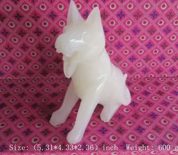 

13.5 cm */ Elaborate 100% of Afghanistan white jade hand carved lucky dog statue No.2