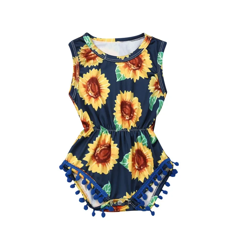 Cute Newborn Infant Baby Girl Sunflowers Romper Summer Baby Girl Cotton