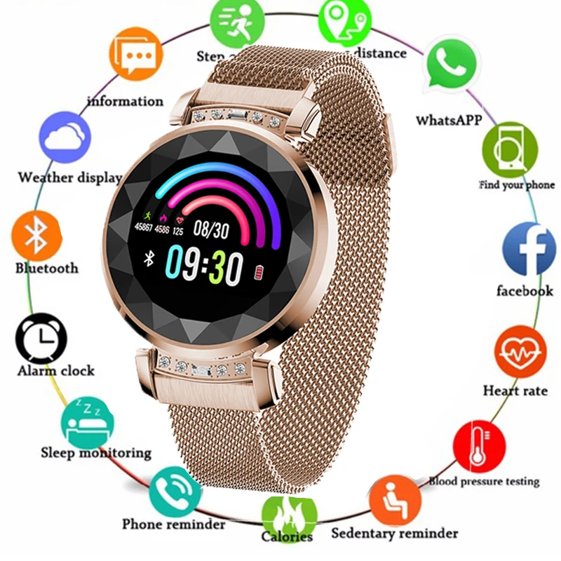 Женские Модные Смарт часы H1 водонепроницаемые с Bluetooth пульсометр фитнес трекер