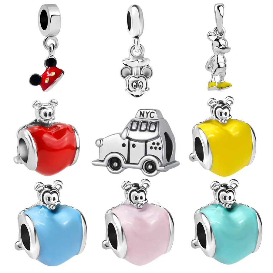 

New Original DIY bead love Minnie Mickey mouse pendant Charm Fit Pandora charms Bracelet Necklace DIY Women Jewelry Trinket