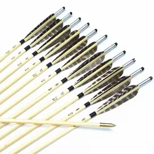 12pcs Handmade 33″ colorful Turkey feathers silver nock Featured Wooden Arrows with Copper Point for Shooting Recurve bow