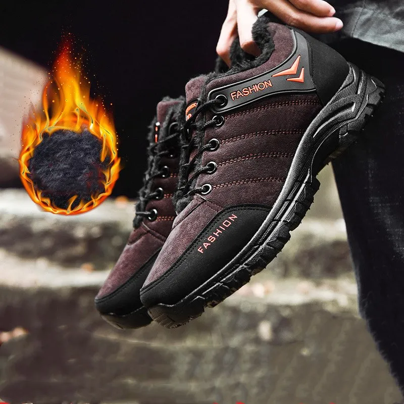 

Autumn winter men's casual shoes plus velvet warm cotton shoes non-slip outdoor Walking man Footwear Plush Male Sneakers work