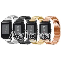 Нержавеющая сталь ремешок для часов Ремешок Для Xiaomi Huami Amazfit Bip бит темп Lite Молодежный умные часы Роскошные замена металлический браслет