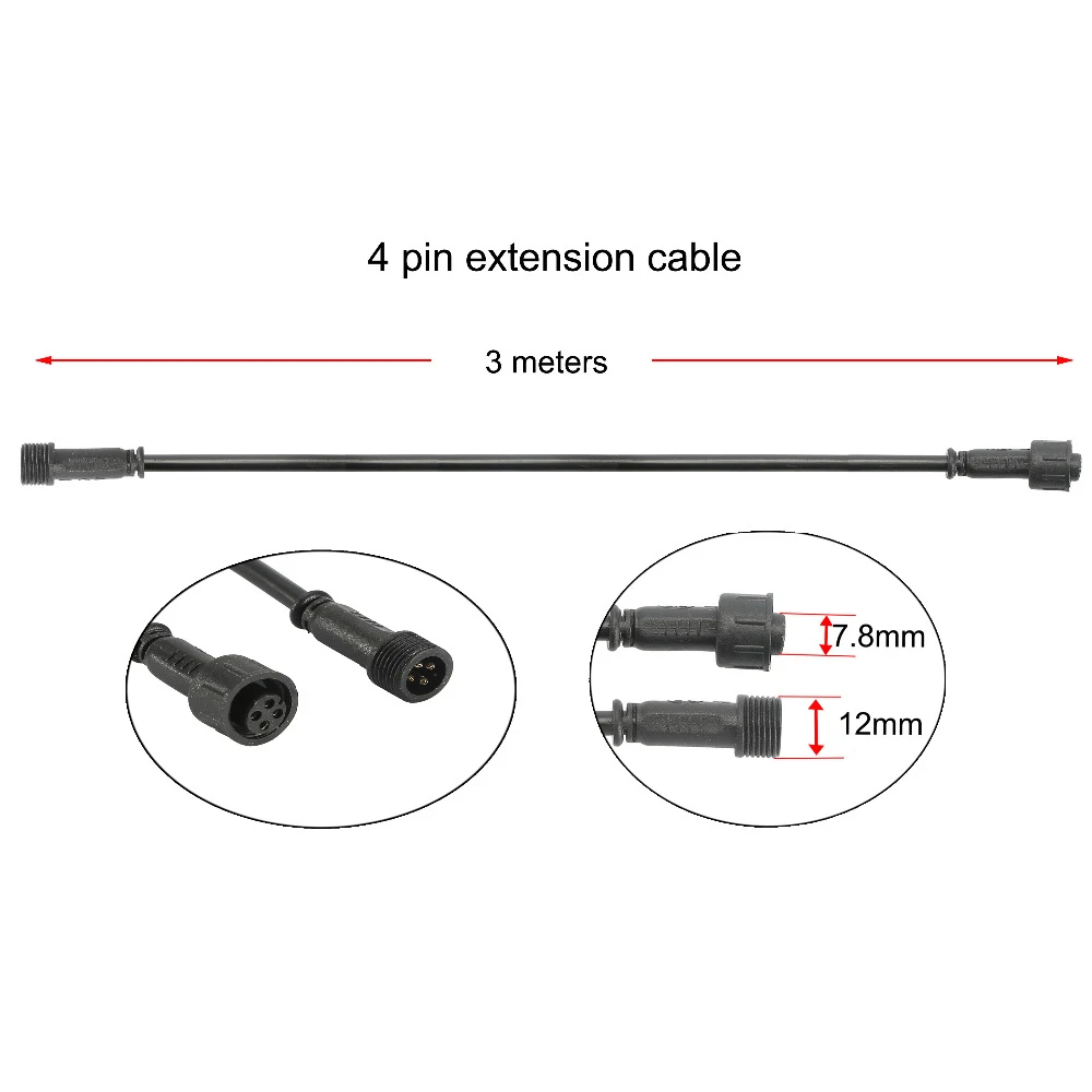 Брендовый 4 контактный 1 м/2 м/3 м IP67 Водонепроницаемый Удлинительный кабель для