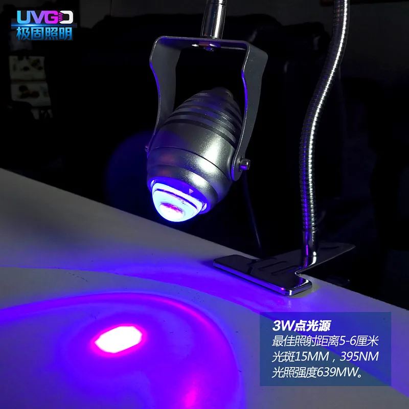 3W 395nm wavelength Ultraviolet UF nail Dryer LED UV glue curing lamp