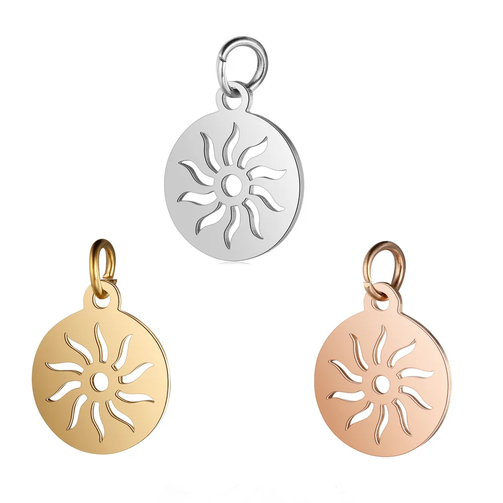 

10PCS Stainless Steel Hollow Sun Dangle Charm 12*17MM Jewelry Accessories For DIY Necklace Jewelry