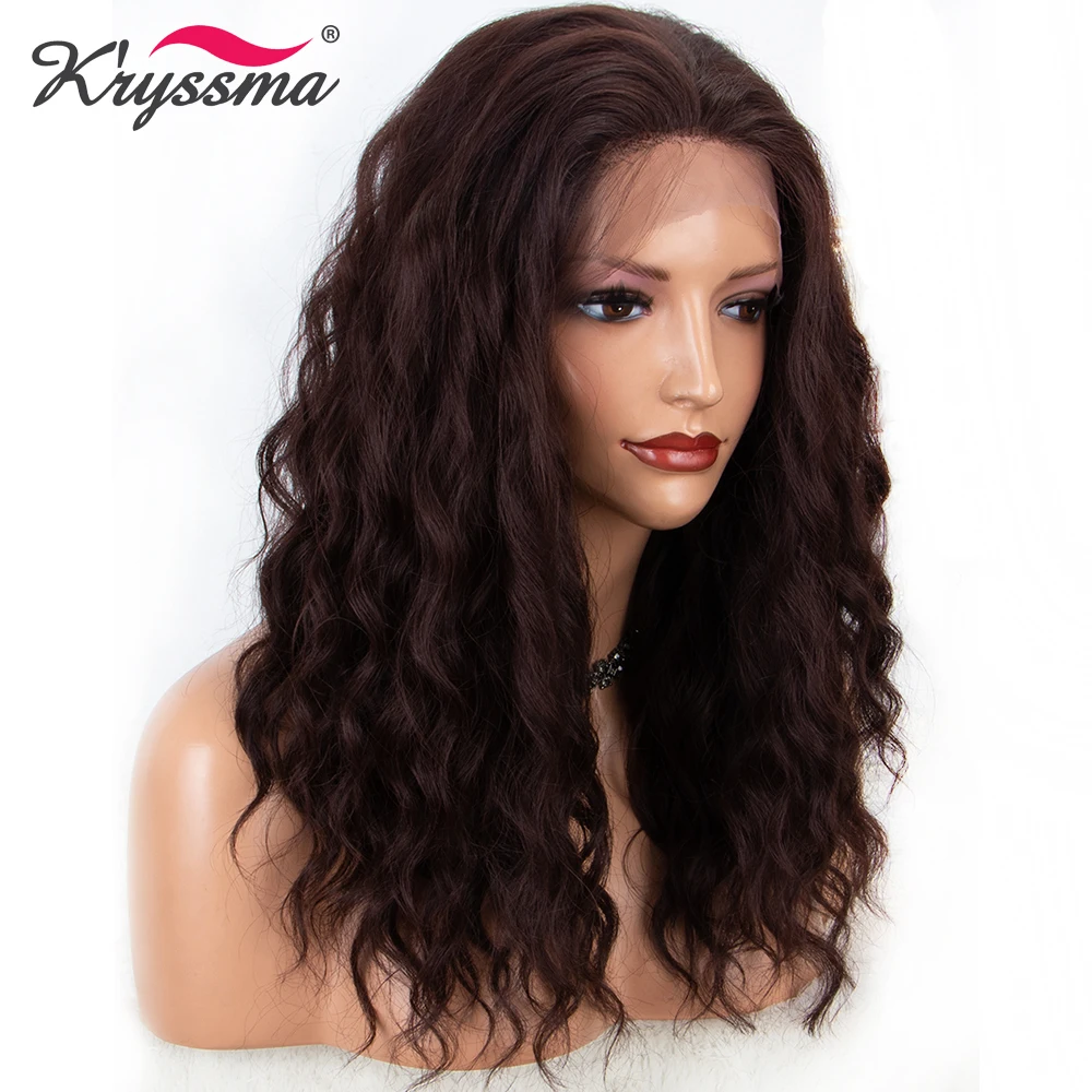 

Natural Brown Synthetic Lace Front Wig Loose Curly Wig 20 Inches Natural Hairline With Baby Hair Long Wigs for Women Ombre
