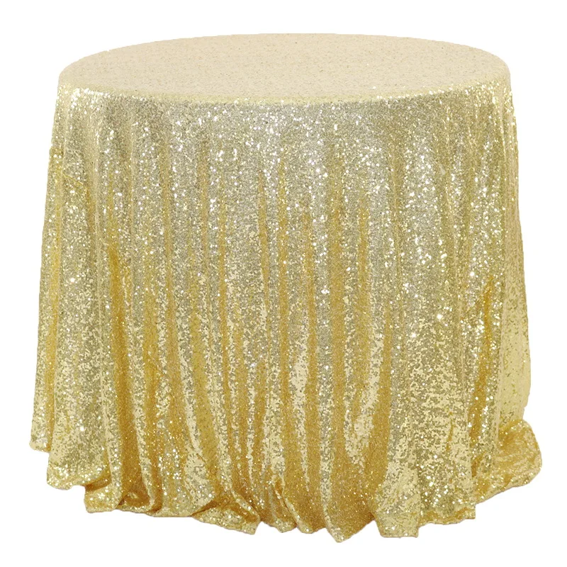 

Gold Shiny Sequin Round TableCloth For Events Party Ceremony Table Decoration Luxury Round Table Runner